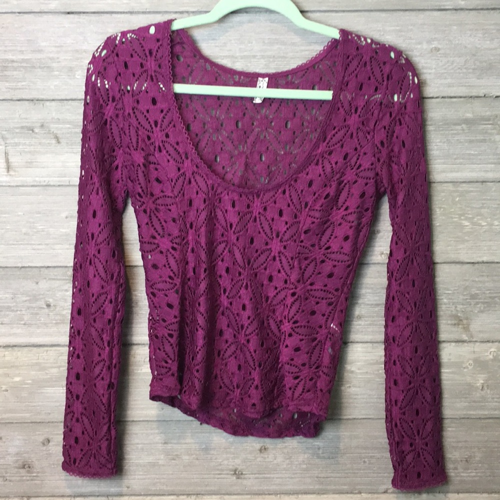 NWOT FREE PEOPLE • Purple Lace undershirt SMALL